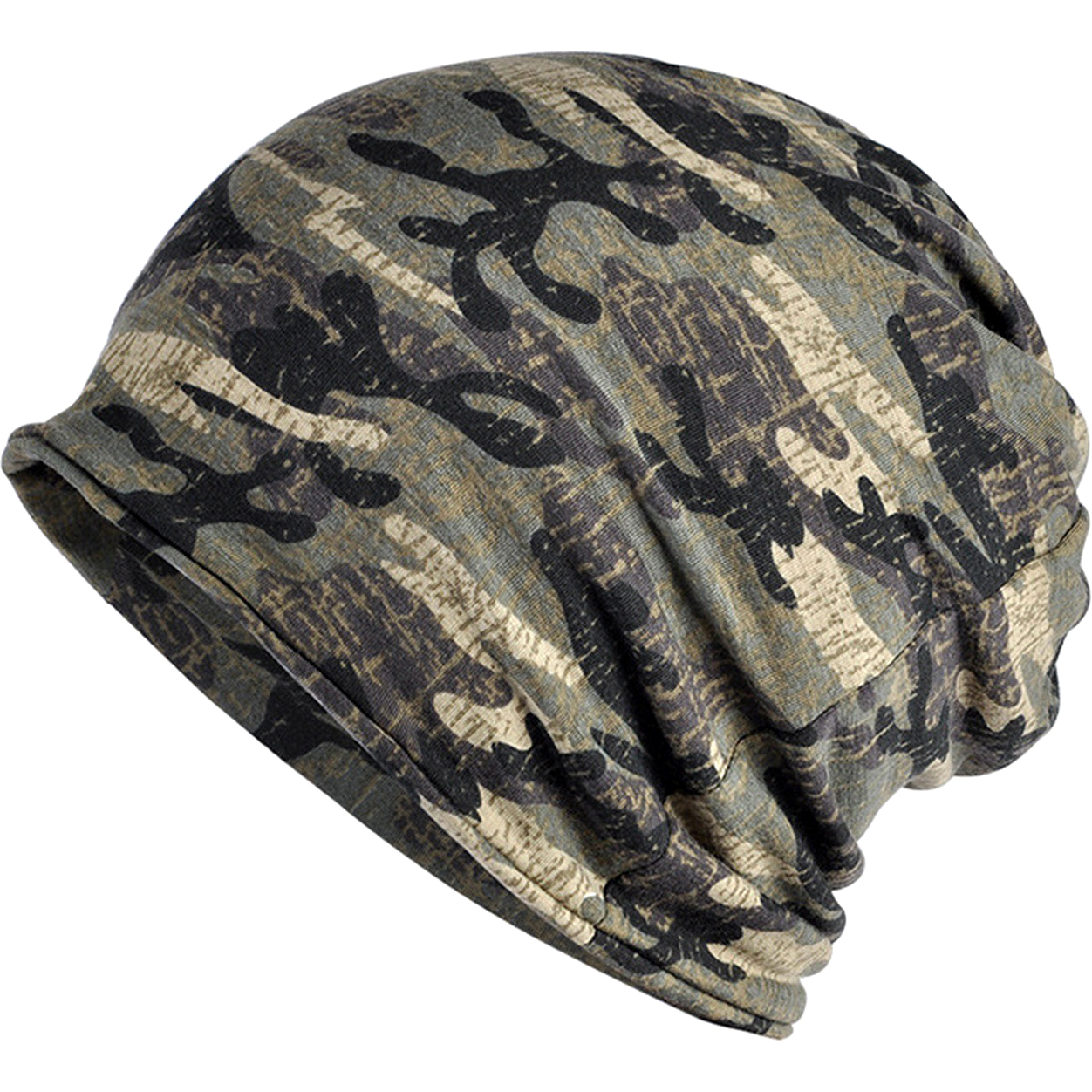 Cotton Material Fashion Camo Print Slouchy Beanie