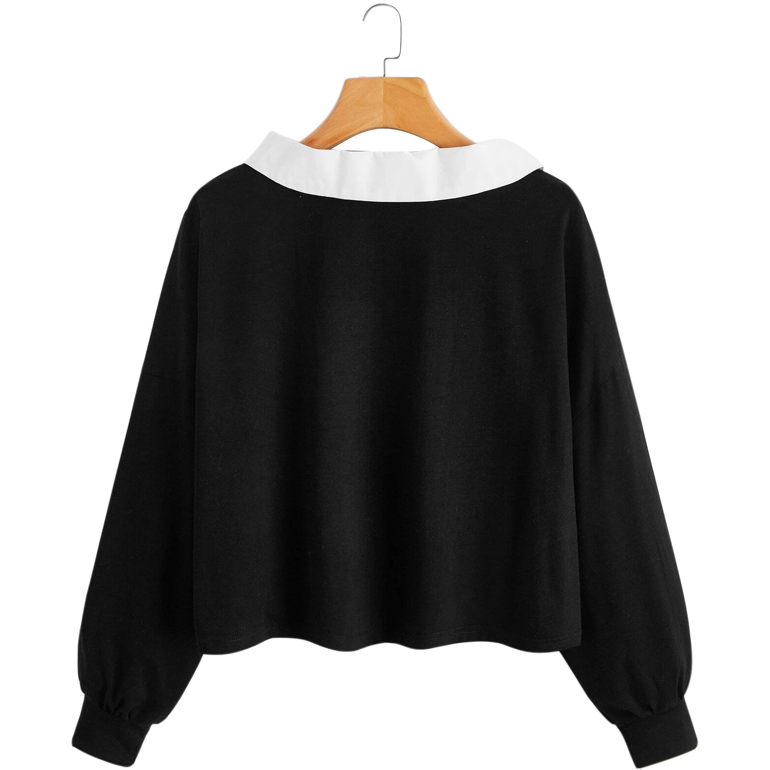 Contrast Collar Dino Print Crop Tee